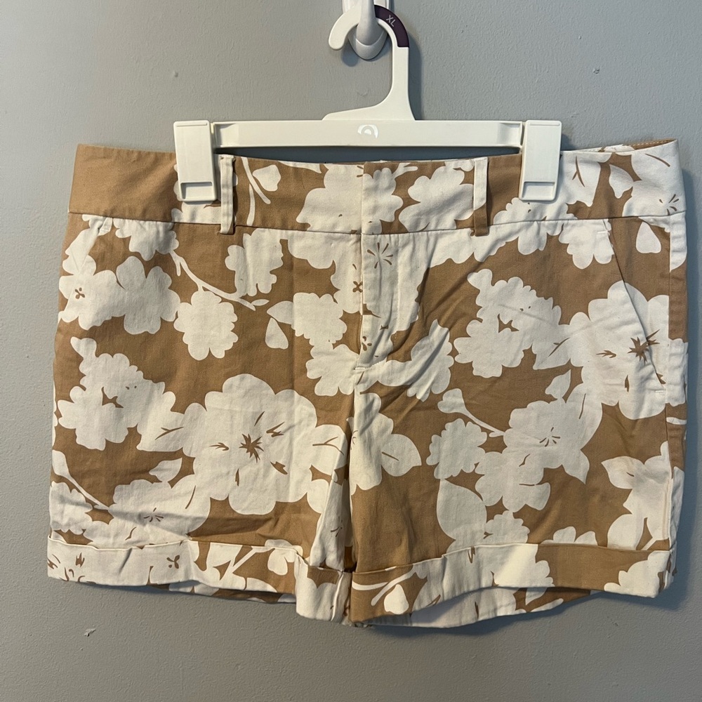 Tan and white 16 shorts